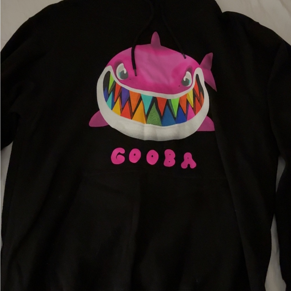 Tekashi 69 hoodie Black Hoodie with Colorful Shark Design